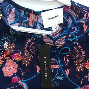 Navy Floral Below the Knew Dress with Sleeves